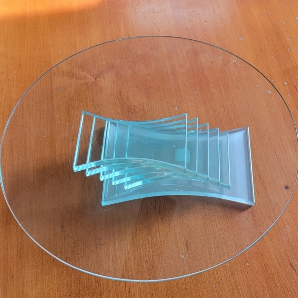 Partylite NWTS Stratus  3 wick, pillar candle holder/cake plate stacked glass